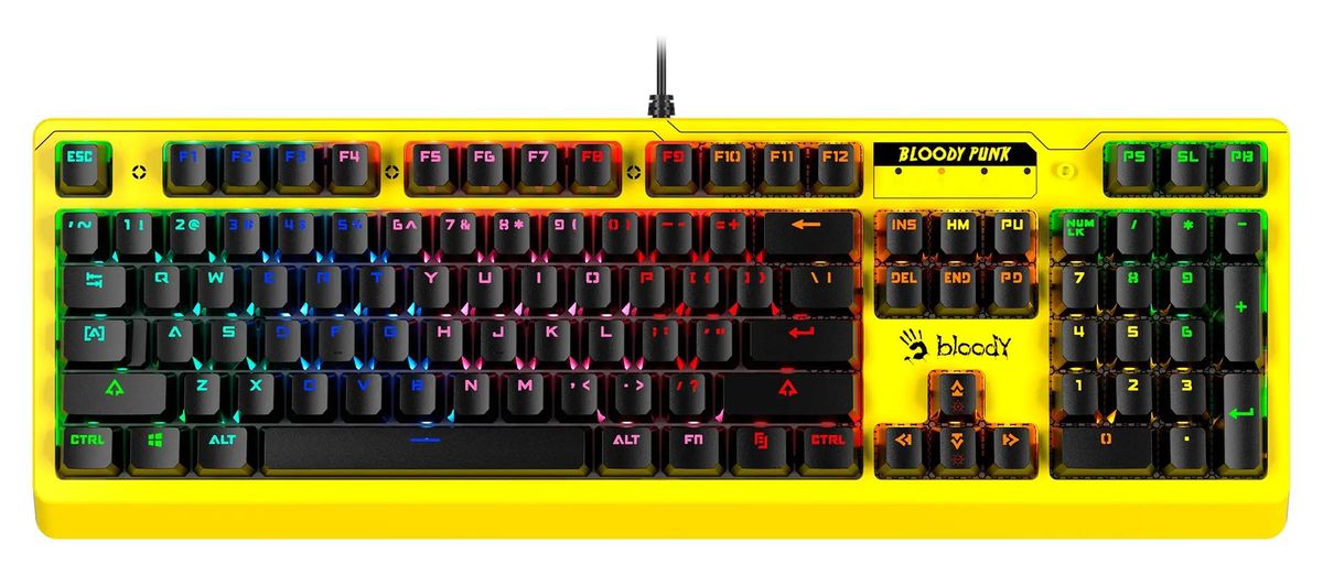 Клавиатура A4TECH Bloody B810RC Punk,  USB, желтый + черный [b810rc ( punk yellow )]